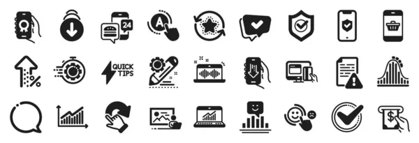 Set Von Technologie Symbolen Wie Kundenzufriedenheit Treuepunkte Projekt Bearbeitungssymbole App — Stockvektor