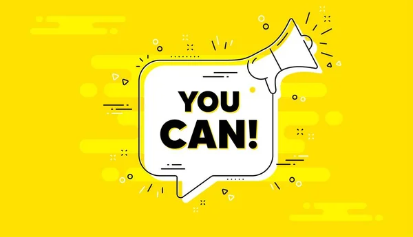 Vous Pouvez Message Motivation Alerte Mégaphone Jaune Chat Bannière Slogan — Image vectorielle