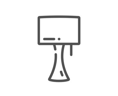 Masa lambası çizgisi simgesi. Yatak lambası tabelası. İç aydınlatma sembolü. Kalite tasarım elemanı. Doğrusal stil masa lambası simgesi. Düzenlenebilir felç. Vektör