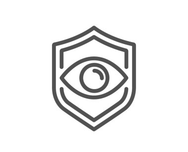 Göz algılama çizgisi simgesi. Retina taraması işareti. Biyometrik veri sembolü. Kalite tasarım elemanı. Doğrusal biçim göz algılama simgesi. Düzenlenebilir felç. Vektör