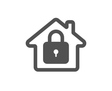 Kilit simgesi. Ev koruma işareti. Ev asma kilit sembolü. Klasik düz stil. Kalite tasarım elemanı. Basit kilit simgesi. Vektör