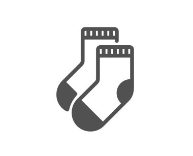 Çorap ikonu. İç çamaşırı tabelası. Ayak aksesuarı sembolü. Klasik düz stil. Kalite tasarım elemanı. Basit çorap ikonu. Vektör