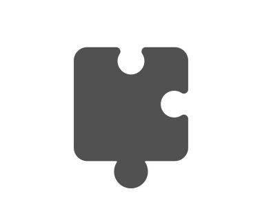 Bulmaca parçası simgesi. Yapboz oyunu şekli. İş stratejisi unsuru. Klasik düz stil. Kalite tasarım elemanı. Basit bulmaca simgesi. Vektör