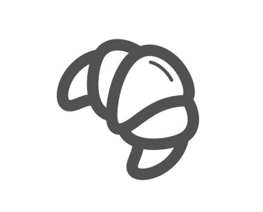 Kruvasan ikonu. Pastane yemek tabelası. Hamur köftesi sembolü. Klasik düz stil. Kalite tasarım elemanı. Basit bir kruvasan ikonu. Vektör