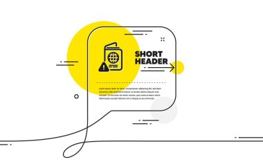 Pasaport uyarı simgesi. Devamlı sohbet pankartı. Dikkat üçgen işareti. Vatandaşlık belgesi uyarı sembolü. Sohbet mesajında pasaport uyarı simgesi. Yorum yap ve arka planda konuş. Vektör