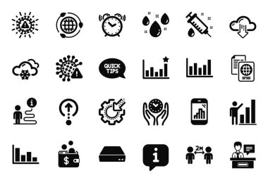 Histogram, Swipe up ve Snow hava simgeleriyle ilgili Vektör Bilim simgeleri kümesi. Pasaport belgesi, grafik telefon ve sergi kağıtları. Covid virüsü, hızlı başlangıç rehberi ve Seo teçhizatı. Mini pc. Vektör