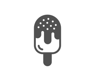 Dondurma ikonu. Yemek tabelası. Donmuş dondurma sembolü. Klasik düz stil. Kalite tasarım elemanı. Basit bir dondurma ikonu. Vektör