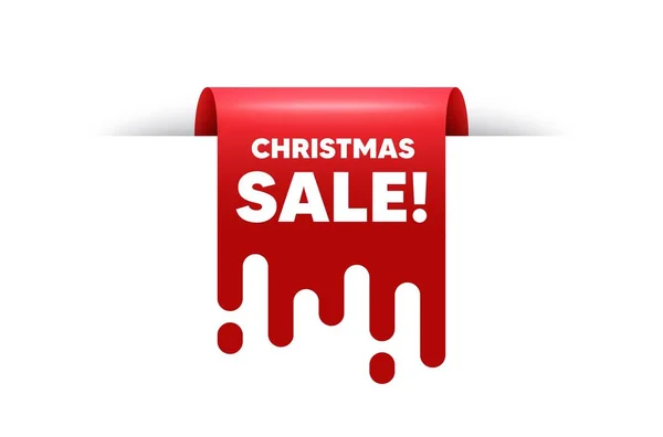 Christmas Sale Text Red Ribbon Tag Banner Special Offer Price — Stock Vector