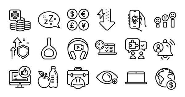 Sleep Electric App Construction Toolbox Line Icons Set Secure Shield — Stock Vector