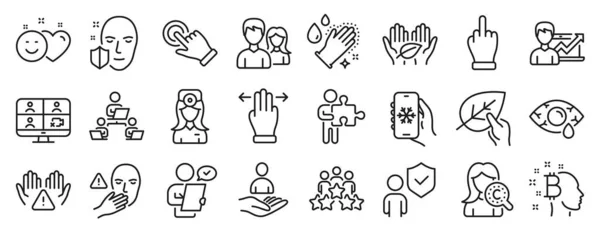 Set Von Menschen Symbolen Wie Kundenumfrage Fairer Handel Teamwork Symbole — Stockvektor