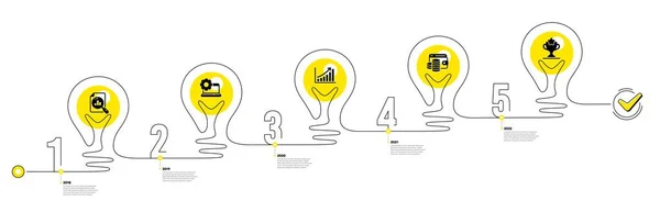 Glühbirne Reise Pfad Infografiken Geschäftsinfografische Zeitachse Mit Schritten Arbeitsablaufdiagramm Mit — Stockvektor