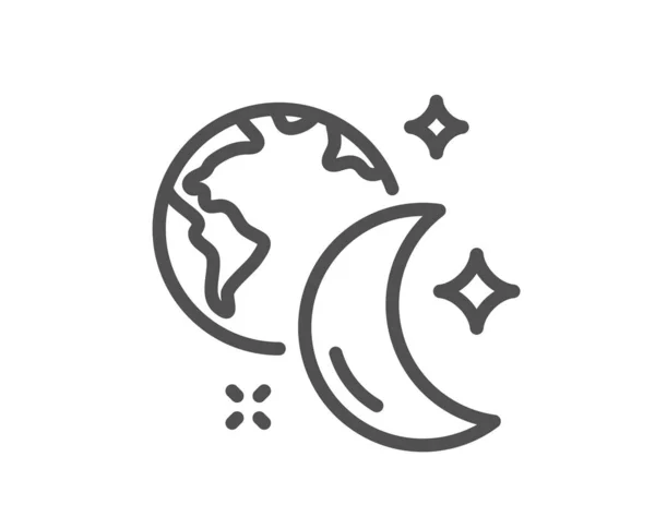 Sleep Line Icon Nacht Internet Zeichen Planet Mit Mondsymbol Qualitäts — Stockvektor