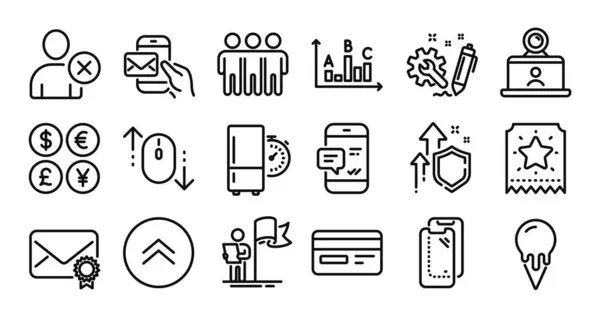Friendship Engineering Survey Results Line Icons Set Secure Shield Money — Stock Vector