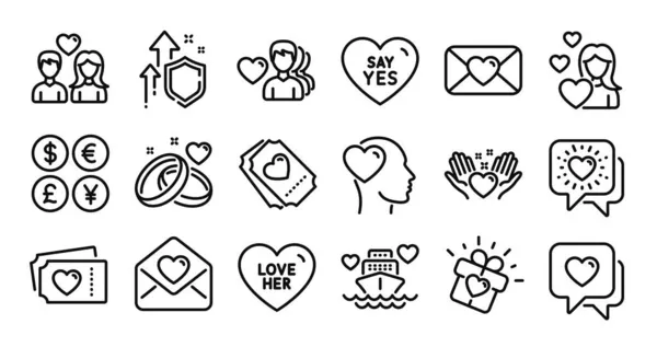 Halten Sie Herz Liebesgeschenk Und Freunde Chat Line Symbole Gesetzt — Stockvektor