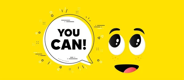 Puedes Mensaje Motivación Caricatura Cara Chat Burbuja Fondo Eslogan Motivacional — Vector de stock