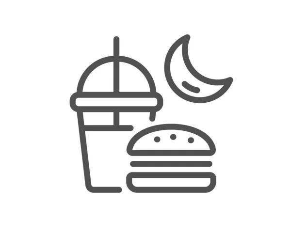 Ícone Linha Comer Noite Fast Food Antes Sinal Sono Símbolo — Vetor de Stock