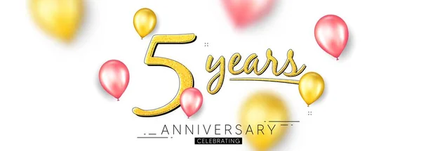 Anos Aniversário Feliz Aniversário Balões Fundo Ícone Celebração Cinco Anos — Vetor de Stock