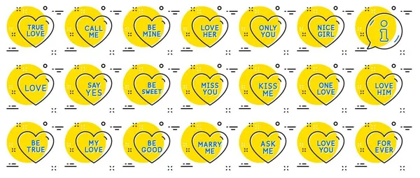 Ícones Linha Coração Doce Querida Para Dia Dos Namorados Coração — Vetor de Stock