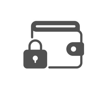 Kilit simgesi. Korunan cüzdan işareti. Para koruma sembolü. Klasik düz stil. Kalite tasarım elemanı. Basit kilit simgesi. Vektör