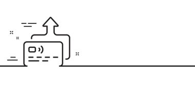 Kredi kartı simgesi. Para ödeme işareti gönder. İşlem simgesi al. Asgari çizgi çizimi arka planı. Kart çizgisi simge pankartı. Beyaz ağ şablonu konsepti. Vektör