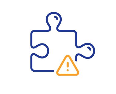 Bulmaca çizgisi simgesi. Dikkat çeken bir yapboz parçası. İş meydan okuma sembolü. Renkli ince çizgi ana hatları. Doğrusal biçim yapboz simgesi. Düzenlenebilir felç. Vektör