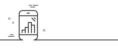 Grafik telefon hattı simgesi. Sütun çizelgesi işareti. Büyüme diyagramı sembolü. Asgari çizgi çizimi arka planı. Grafik telefon hattı simge desenli pankart. Beyaz ağ şablonu konsepti. Vektör