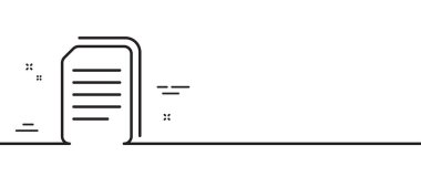 Belge satırı simgesini kopyala. Dosya imzası kopyalanıyor. Kağıt sayfa konsept sembolü. Asgari çizgi çizimi arka planı. Dosya satırı simge pankartını kopyala. Beyaz ağ şablonu konsepti. Vektör