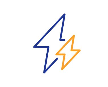 Elektrik hattı simgesi. Elektrik enerjisi türü bir işaret. Şimşek sembolü. Renkli ince çizgi ana hatları. Doğrusal tarz elektrik ikonu. Düzenlenebilir felç. Vektör