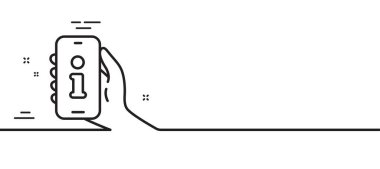 Çizgi simgesini destekle. Telefon bilgilendirme işareti. Akıllı telefon bilgi sembolü. Asgari çizgi çizimi arka planı. Çizgi simge desenli pankartı destekle. Beyaz ağ şablonu konsepti. Vektör