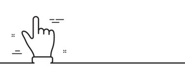 El çizgisi simgesine tıklayın. Bir parmak izi. Yön jest sembolü. Asgari çizgi çizimi arka planı. El çizgisi simge panosuna tıklayın. Beyaz ağ şablonu konsepti. Vektör