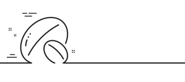 Soya fındık hattı ikonu. Lezzetli fındık işareti. Vejetaryen gıda sembolü. Asgari çizgi çizimi arka planı. Soya fındık hattı ikon desenli afiş. Beyaz ağ şablonu konsepti. Vektör