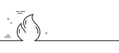 Enerji hattı simgesini ateşle. Isıtma enerjisi işareti. Sıcak alev sembolü. Asgari çizgi çizimi arka planı. Enerji hattı ikon desenli pankartı ateşleyin. Beyaz ağ şablonu konsepti. Vektör