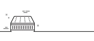 Yatak hattı simgesi. Ortopedi işareti. Nefes alınabilir uyku yatağı sembolü. Asgari çizgi çizimi arka planı. Yatak hattı simgesi pankartı. Beyaz ağ şablonu konsepti. Vektör