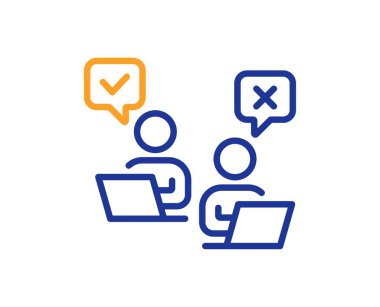 Çevrimiçi oylama çizgisi simgesi. İnternet oylama tabelası. Web seçim sembolü. Renkli ince çizgi ana hatları. Doğrusal stil çevrimiçi oy kullanma simgesi. Düzenlenebilir felç. Vektör