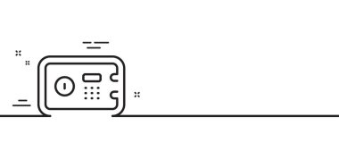 Güvenli kutu çizgisi simgesi. Güvenli emanet tabelası. Otel servis sembolü. Asgari çizgi çizimi arka planı. Güvenli kutu çizgisi simge desenli pankart. Beyaz ağ şablonu konsepti. Vektör