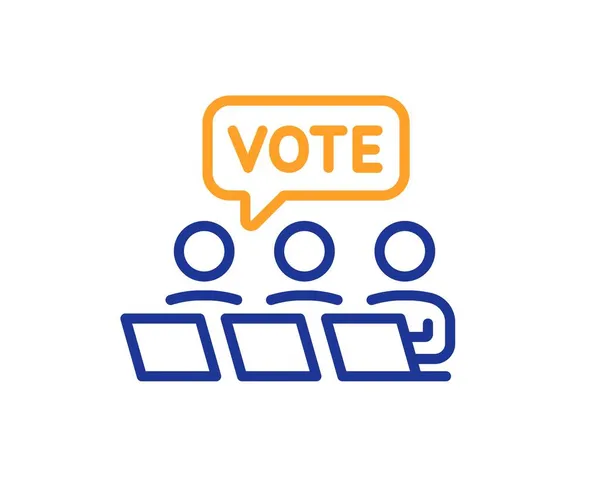 オンライン投票ラインアイコン インターネット投票のサイン ウェブ選挙のシンボル カラフルな細い線の概念 線形スタイルオンライン投票アイコン 編集可能なストローク ベクトル — ストックベクタ