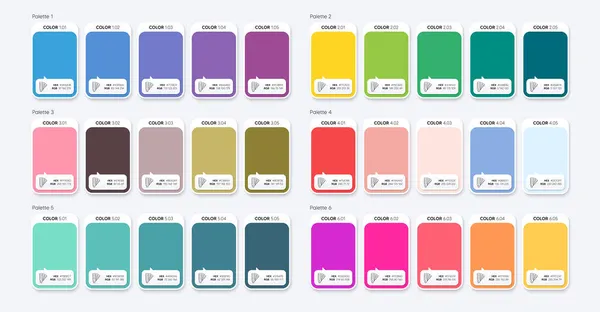 Próbki Palety Kolorów Pantone Połączenie Różnych Kolorów Palety Rgb Hex — Wektor stockowy