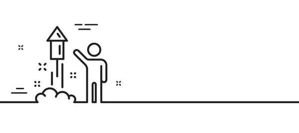 Значок Линии Фейерверка Рождественская Новогодняя Ракета Пиротехнический Символ Иллюстрация Первой — стоковый вектор