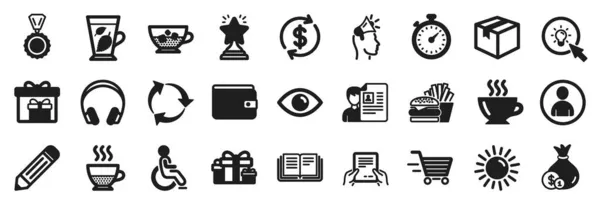 Set Simple Icons Parcel Education Delivery Boxes Icons Cash Dollar — Stock Vector