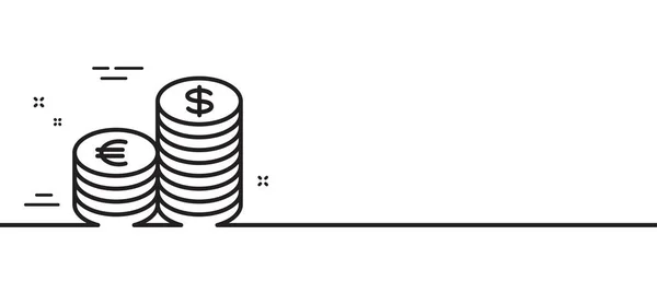 Monnaies Icône Ligne Argent Signe Devise Bancaire Symboles Euro Dollar — Image vectorielle