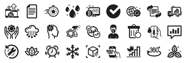Set Science Icons Rainy Weather Analytical Chat Fair Trade Icons — Stock Vector