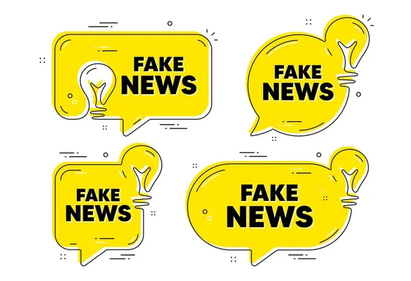 Fake News Text Idee Gelbe Chat Blasen Medienzeitungen Unterzeichnen Tägliche — Stockvektor