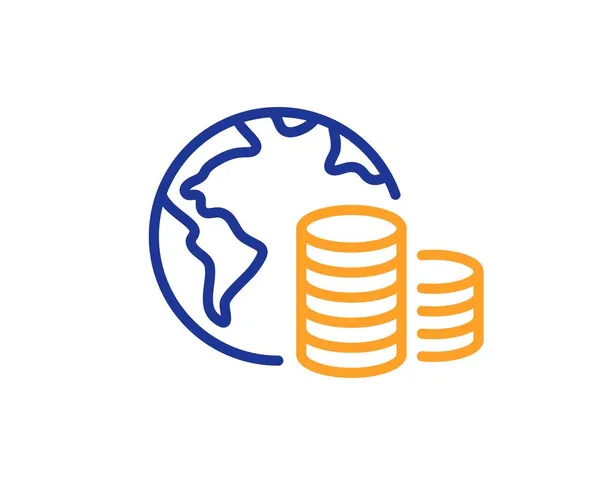 Ícone Linha Orçamental Mundial Internet Sinal Comércio Financeiro Símbolo Economia — Vetor de Stock