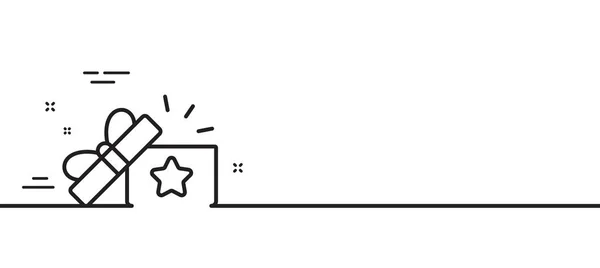 ロイヤルティギフトボックスラインアイコン ボーナスポイント 割引プログラム記号 最小限の線のイラストの背景 ロイヤルティギフトラインアイコンパターンバナー ホワイトウェブテンプレートのコンセプト ベクトル — ストックベクタ