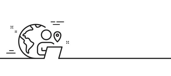 ソース作業ラインアイコン フリーランスの仕事記号 リモート従業員のシンボル 最小限の線のイラストの背景 ソース作業ラインアイコンパターンバナー ホワイトウェブテンプレートのコンセプト ベクトル — ストックベクタ