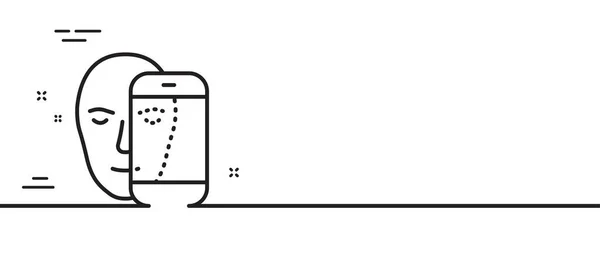 Icono Línea Biometría Facial Reconocimiento Facial Por Señal Telefónica Símbolo — Archivo Imágenes Vectoriales