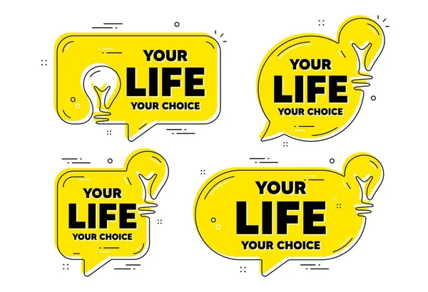 Vida Elección Motivación Cita Idea Burbujas Chat Amarillo Eslogan Motivacional — Vector de stock
