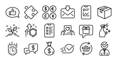Rapor belgesi, Yıkama Temizleyicisi ve Geri besleme çizgisi simgeleri ayarlandı. Koruma kalkanı ve para değişimi. Strateji, Ödeme alındı ve İşaretleme kutusu simgeleri alındı. Vektör