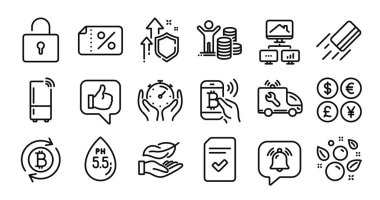 Zamanlayıcı, Araba Servisi ve Kontrol Edilen dosya satırı simgeleri ayarlandı. Koruma kalkanı ve para değişimi. Bitcoin ödeme, Refresh bitcoin ve Credit kart simgeleri. Evde çalış, bilgilendirme balonu ve tabelalar gibi. Vektör