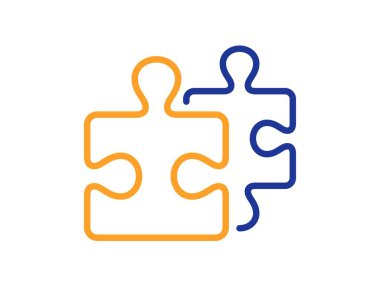 Bulmaca parçaları çizgi simgesi. Yapboz oyunu tabelası. İş çözüm sembolü. Renkli ince çizgi ana hatları. Doğrusal biçim yapboz simgesi. Düzenlenebilir felç. Vektör